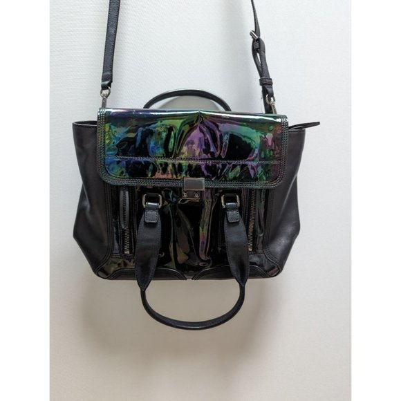 RARE 3.1 Philip Lim Black Leather Oil Slick Pashli Purse - Picture 1 of 4